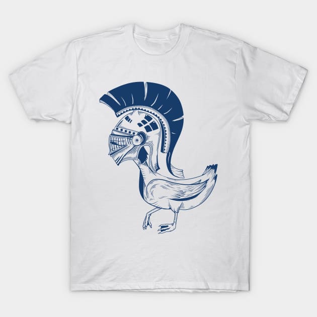 Mallard Duck Wearing Spartan Helmet T-Shirt by mailboxdisco